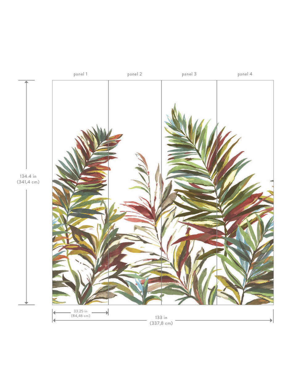Swaying Palms Rouge & Mink Mural (4 Panels)