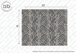 An image displaying a 10' by 8' geometric patterned A Modern Twist Wallpaper Mural design with white lines intersecting over a dark gray background. The dimensions are noted, with a warning that the actual product color may vary.