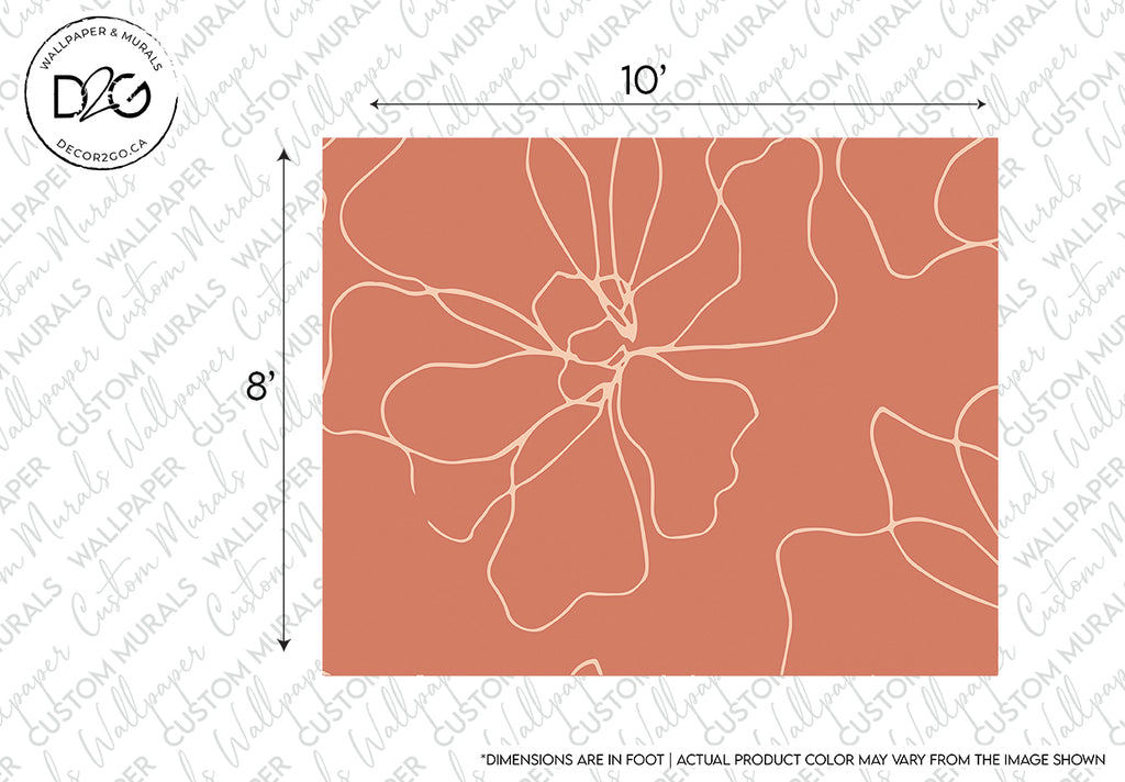 Blossom Flower Lines Wallpaper Mural flowers  in pink color, sizes
