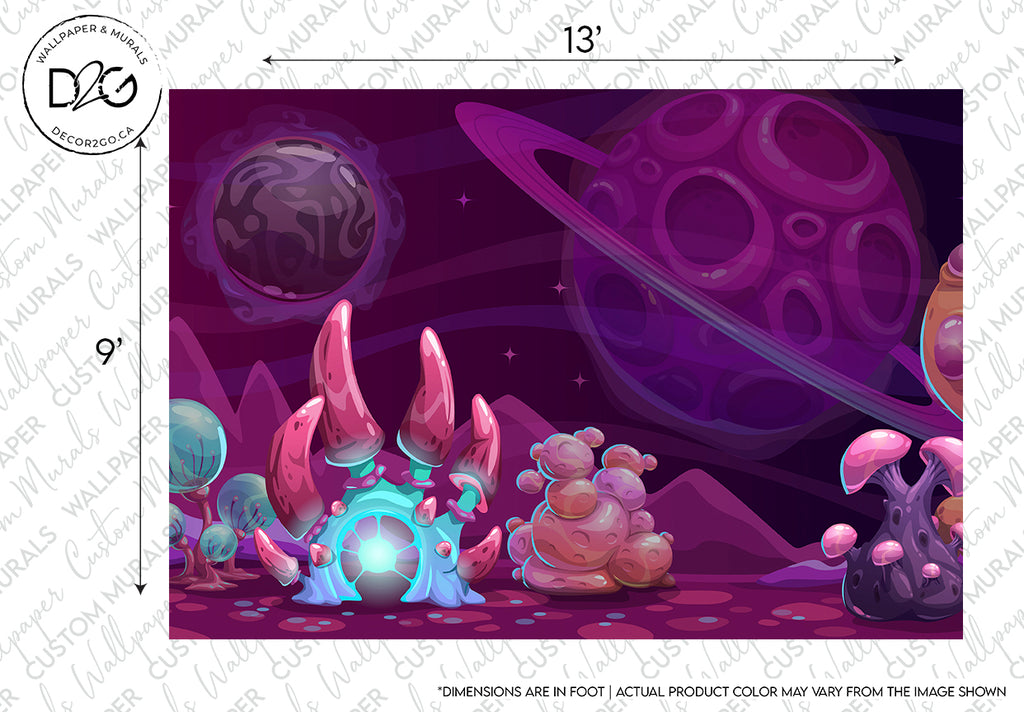 Fantasy Alien Purple Landscape and  Planets