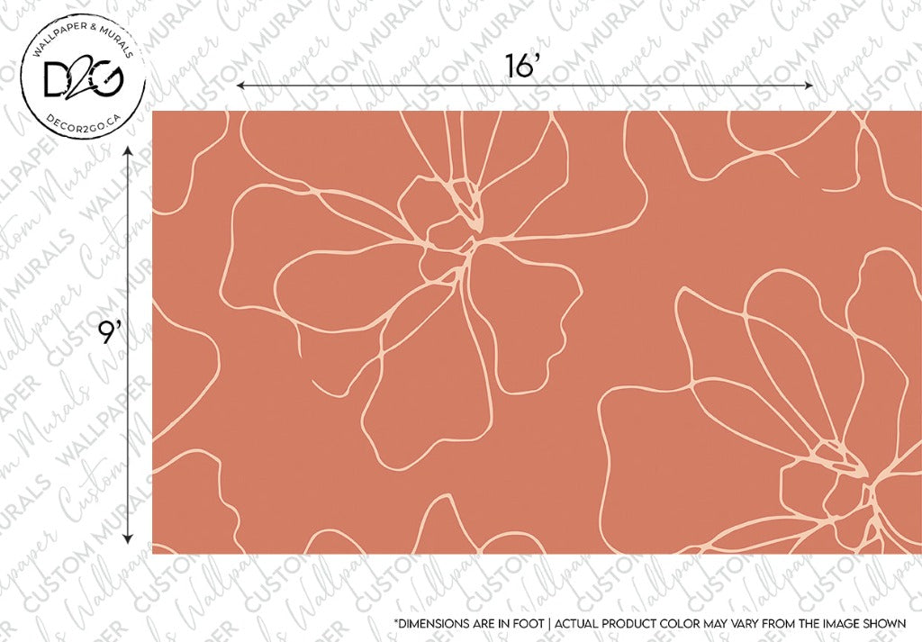 Blossom Flower Lines Wallpaper Mural flowers in pink color sizes