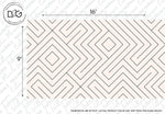 A rectangular wall mural measuring 16 feet by 9 feet showcases a modern design with a geometric pattern of interlocking lines forming diamond shapes. The background is light, while black lines create the striking design, crafted from premium materials. This is the Geometric Maze Wallpaper Mural by Decor2Go Wallpaper Mural.