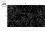 Decor2Go Wallpaper Mural Black Marble Wallpaper Mural with intricate white and gray veins, dimensions marked as 16 by 9 inches on the image. The notation states that actual product color may vary from the image shown.