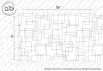 A black and white abstract design wallpaper featuring a complex arrangement of various sized squares and rectangles interconnected, spanning dimensions of 16 by 9 inches - Decor2Go Wallpaper Mural's Scattered Squares Wallpaper Mural.