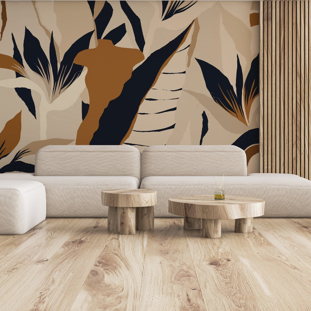 Waiting room with a wonderfull  Abstract Exotic Jungle wallpaper mural