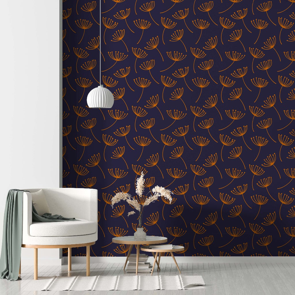 Minimal foyer pattern wallpaper dandelions