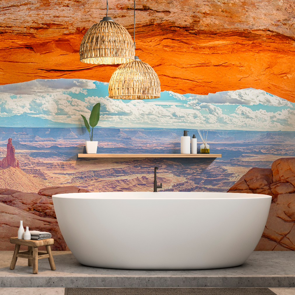 Arch's Horizon Wallpaper Mural in bathroom