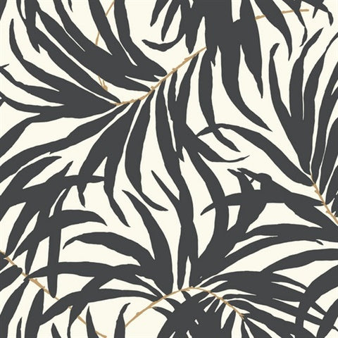 Wallpaper black and white leaves 