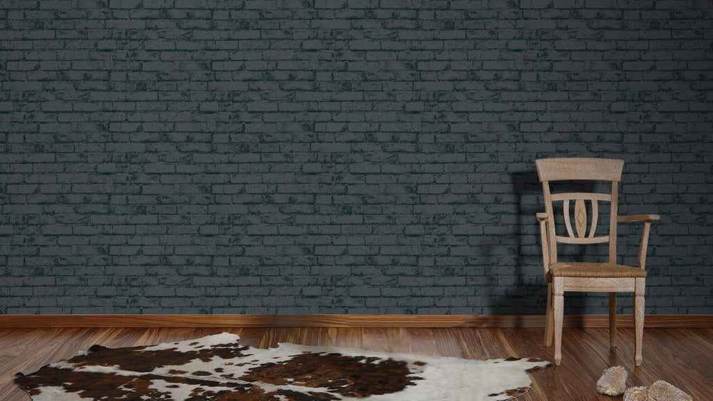 Rustic Chair Faux texture brick wallpaper