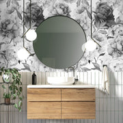 Bathroom - Black and White Peonies Wallpaper Mural in the bathroom