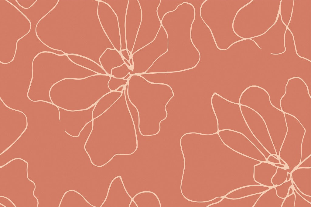 Blossom Flower Lines Wallpaper Mural flowers in pink color