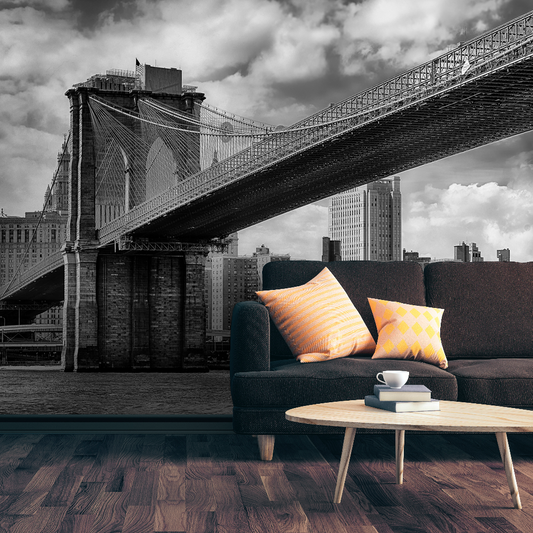 Brooklyn Bridge Wallpaper Mural in a living room