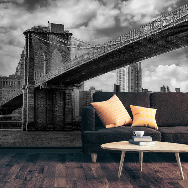 Living Room - Brooklyn Bridge Wallpaper Mural in a living room