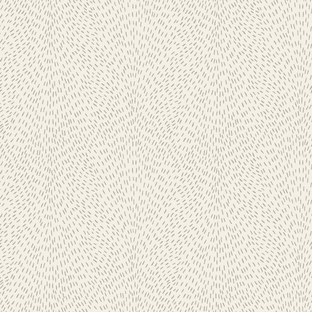 The Dew Drop Beige Wallpaper (60 SqFt) by York Wallcoverings features a beige background with thin, short, evenly spaced gray lines in a subtle geometric pattern, adding gentle movement and texture to your space.