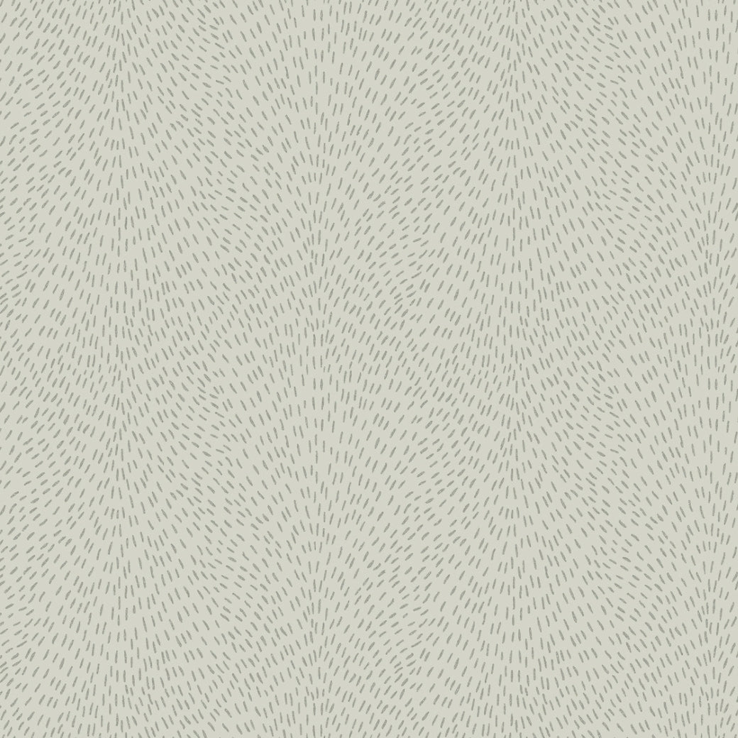 York Wallcoverings’ Dew Drop Grey Wallpaper (60 SqFt) features a light gray non-woven surface with minimalistic, modern vertical and diagonal lines forming a subtle abstract chevron or wave-like pattern.