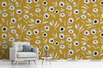 Doris Flowers Wallpaper Mural in the living room flowery