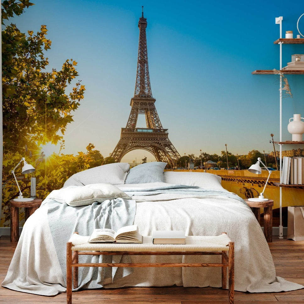 Eiffel Tower Wallpaper Mural in bedroom