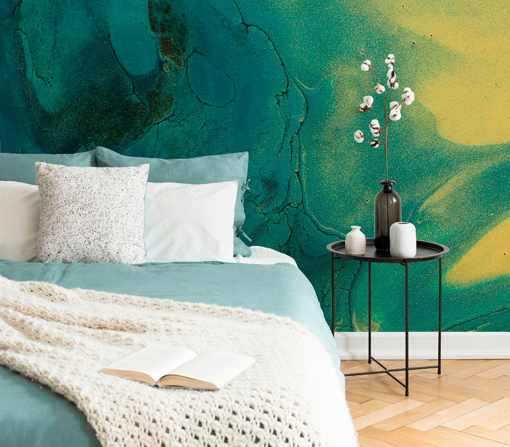 Ethereal Wallpaper Mural in the room turquois