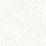Floral Canopy Cream Wallpaper by York Wallcoverings features large, abstract flower shapes and overlapping leaves in light beige and white, creating a soft, elegant botanical design. Covers 60 sq ft.