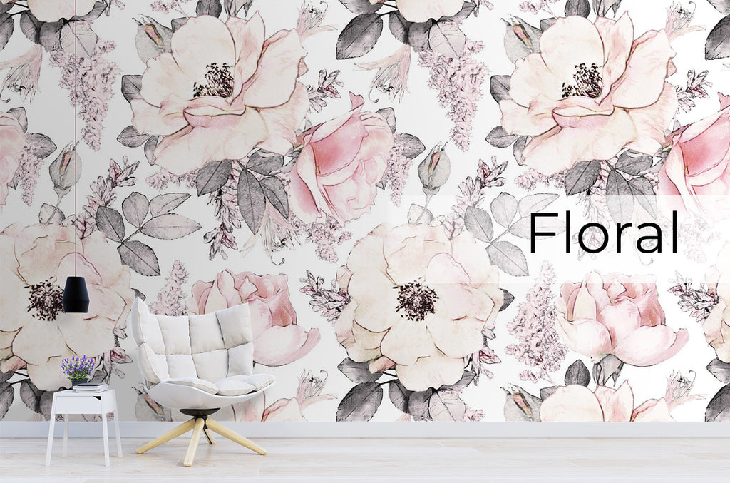 Floral, flowers, peonies, peony, roses, pink, wallpaper, decoration, installation, girls, wall, interior, design, reno, update, graphics, color, unique, wallpaper Winnipeg, Wallpaper, Installation, Store, Mural, Vinyl, Graphics, Logos, 