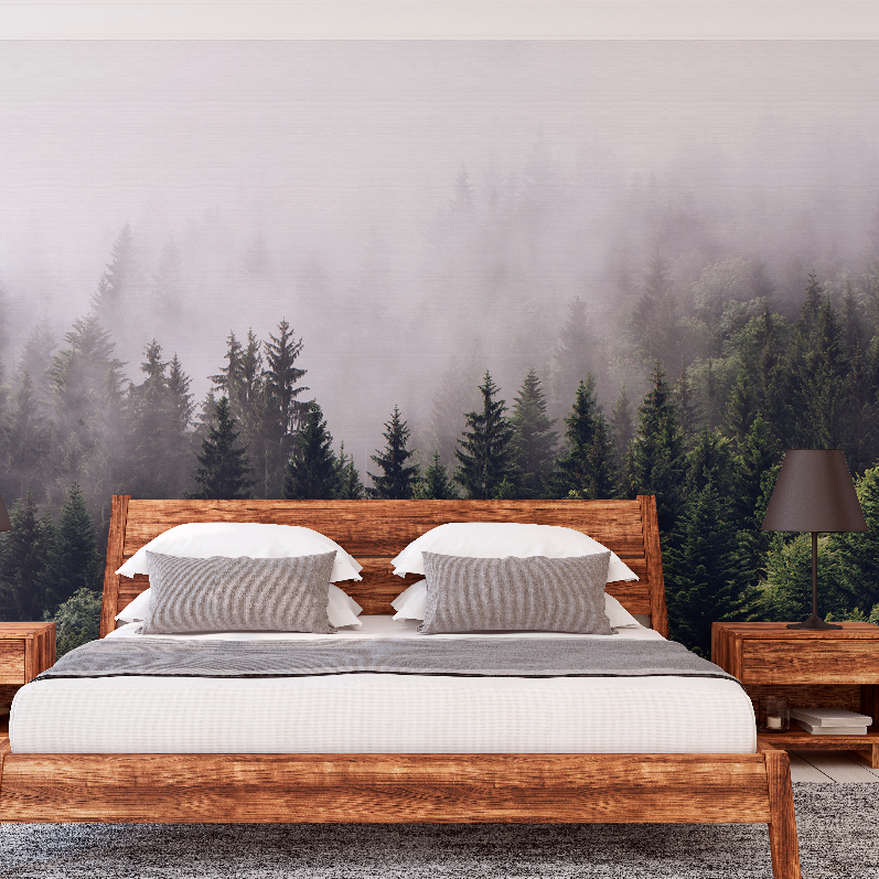 Foggy Forest Wallpaper Mural in the room 