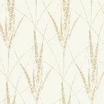 York Wallcoverings’ Graceful Willow Cotton Wallpaper (60 SqFt) showcases an elegant beige botanical pattern with vertical stalks and delicate leaves on a cream background, creating a refined, nature-inspired look for any space.