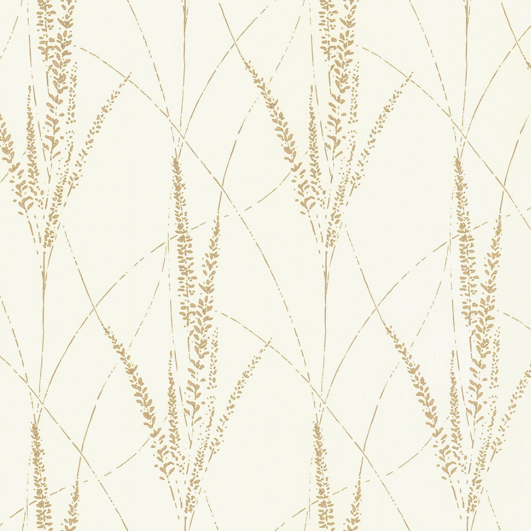 York Wallcoverings’ Graceful Willow Cotton Wallpaper (60 SqFt) showcases an elegant beige botanical pattern with vertical stalks and delicate leaves on a cream background, creating a refined, nature-inspired look for any space.