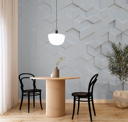 Hexagon Equation Wallpaper Mural in the modern cozy dining room