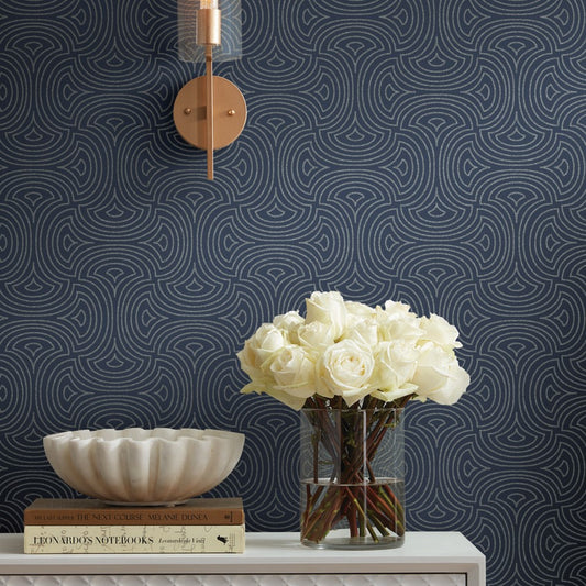 Boho home decoration with wave texture wallpaper