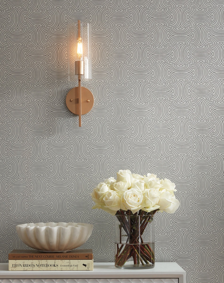 Boho home decoration with wave texture wallpaper