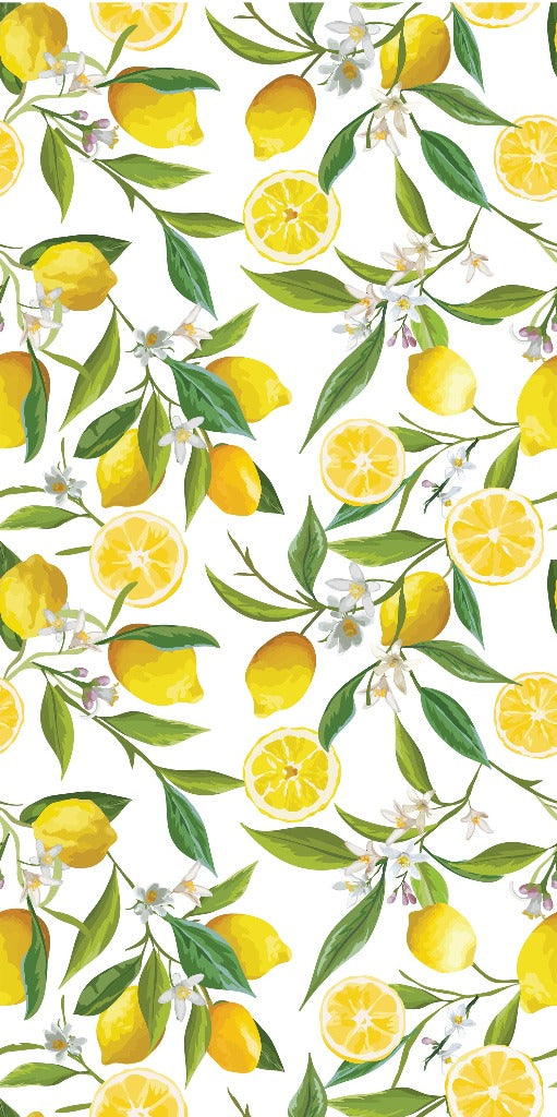 Beautiful refreshing green and yellow lemons wallpaper mural
