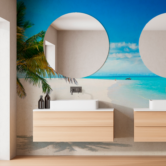 Island in the Sun Wallpaper Mural in a bathroom