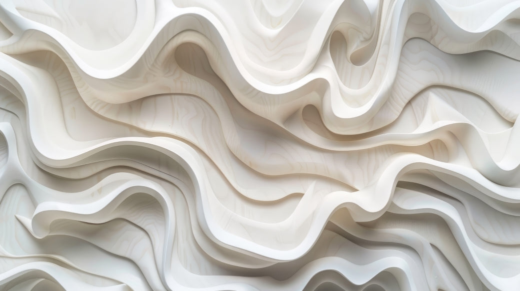 Wallpaper - Close-up of wavy, layered ceramic surface motif, Ivory topography