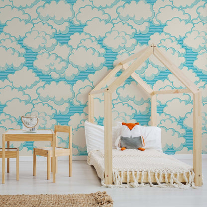 Living in the Clouds Wallpaper Mural in children's room