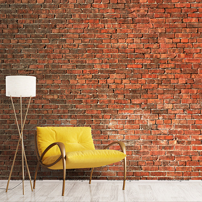 Red urban brick wall wallpaper mural. Perfect choice for living room home decor