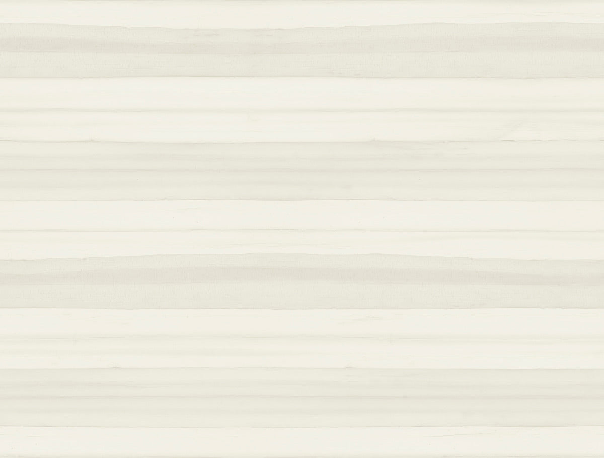 A minimalist background featuring horizontal stripes in varying shades of off-white and light gray. The watercolor-like stripes have a slightly textured appearance, creating a subtle and soothing pattern. This York Wallcoverings Pandora Leaf Oak Wallpaper Brown (60 Sq.Ft.) ensures easy installation and removal.