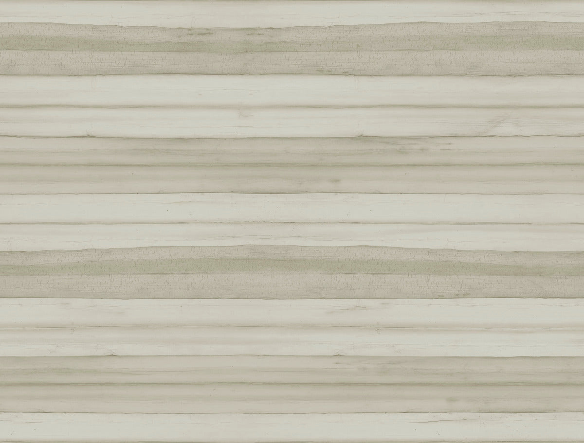 A background image with horizontal stripes in varying shades of light gray and white, resembling wood grain or a weathered, textured surface. The stripes are irregular in width and have a natural, organic appearance, perfect for easy installation and removal with Pandora Leaf Oak Wallpaper Brown (60 Sq.Ft.) by York Wallcoverings.