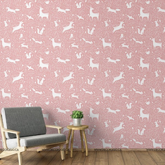 Woodland animal wallpaper mural