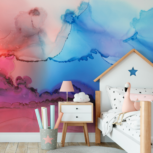 Rainbow Haze Wallpaper Mural in kids room