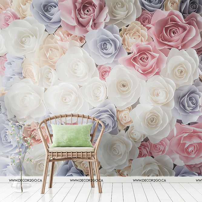 Rose Bloom Wallpaper Mural in the living room perfect to create cozy atmosphere