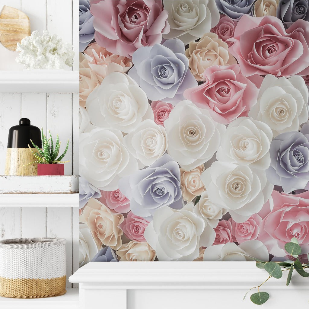 Rose Bloom Wallpaper Mural in the kitchen perfect to create cozy atmosphere