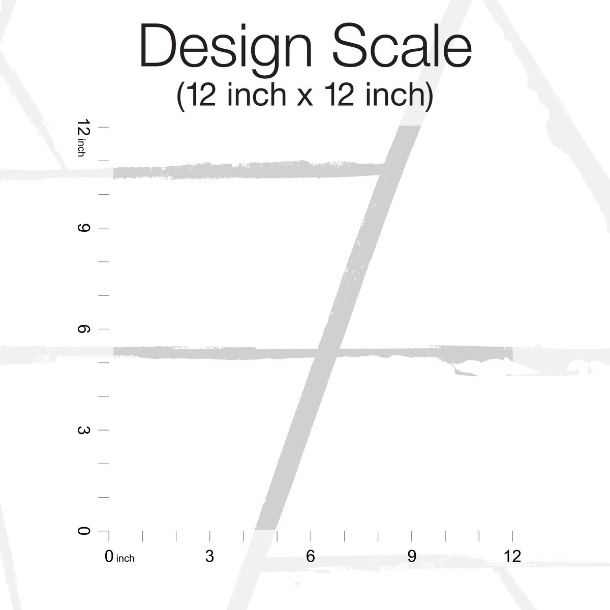 A Black Entanglement Wallpaper (60 sq.ft.) by York Wallcoverings labeled "Design Scale (12 inch x 12 inch)" with vertical and horizontal rulers marked in inches, showing increments from 0 to 12. The background features abstract connectivity with diagonal gray lines, creating a futuristic feel.