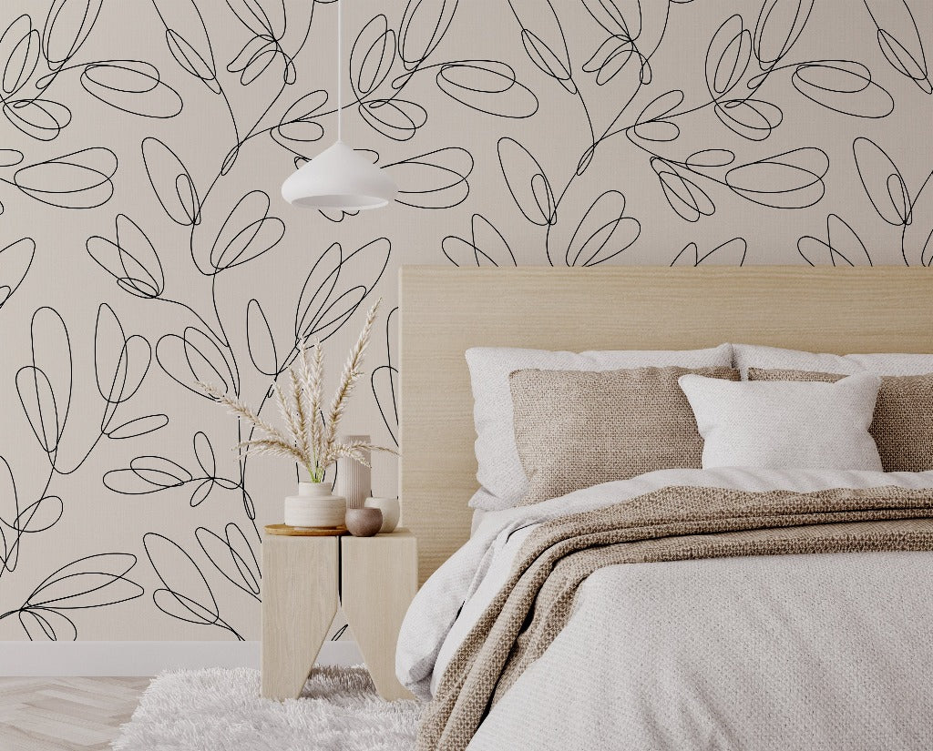 Sketchy Branches Wallpaper Mural perfect choice for the cozy bedroom