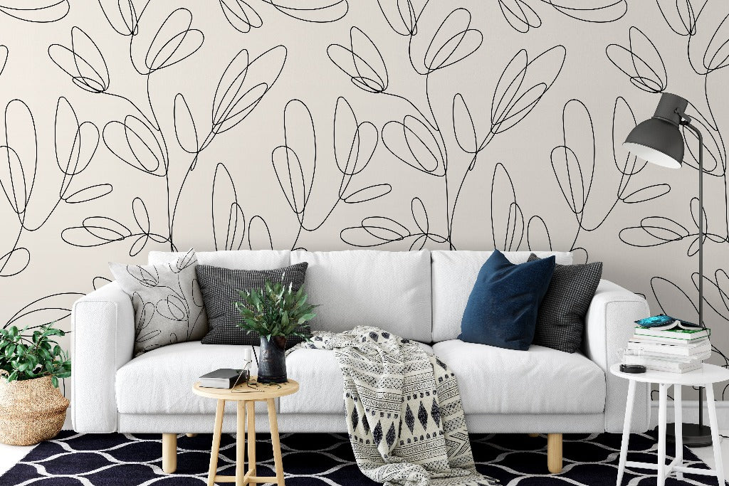 Sketchy Branches Wallpaper Mural perfect choice for the comfy living room