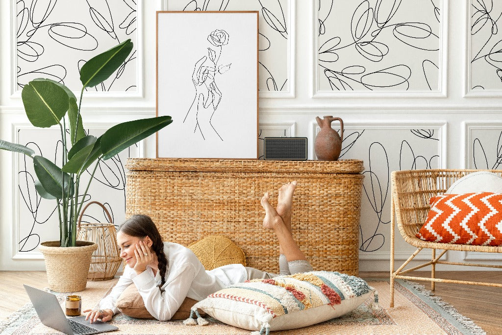 Sketchy Branches Wallpaper Mural in perfect for the reading area in the house