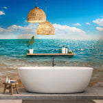 Summer Beach Waves Wallpaper Mural in the bathroom