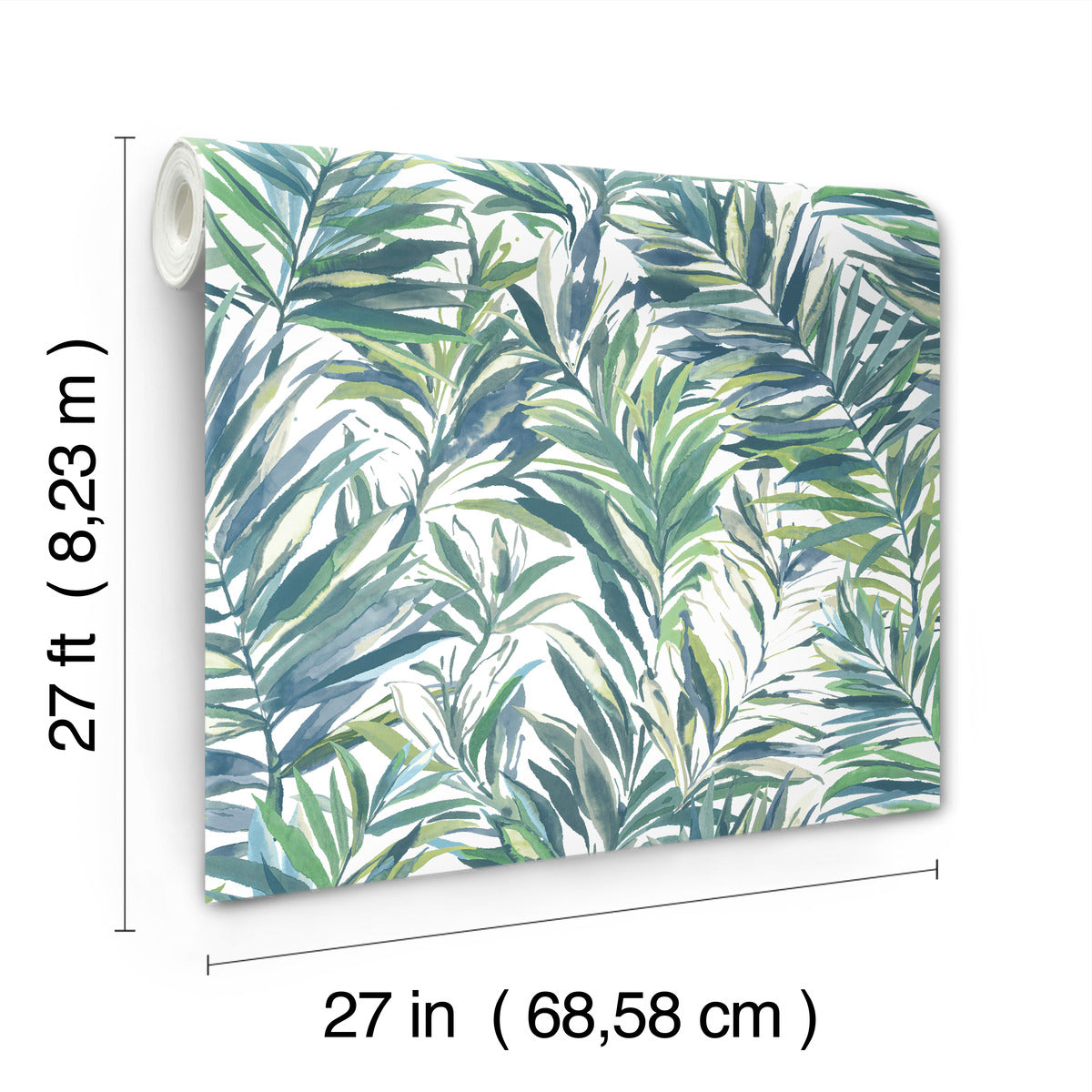 Swaying Palms Green & Blue Wallpaper (60 SqFt)