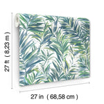 Swaying Palms Green & Blue Wallpaper (60 SqFt)