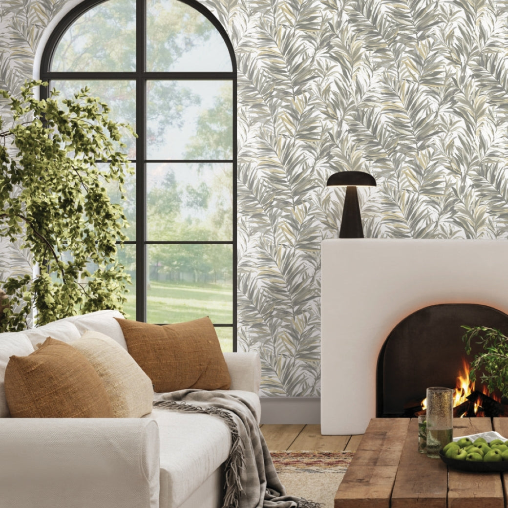Swaying Palms Neutral Wallpaper (60 SqFt)