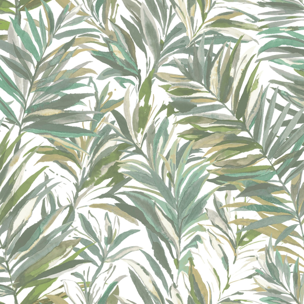 Swaying Palms Olive & Aegean Wallpaper (60 SqFt)